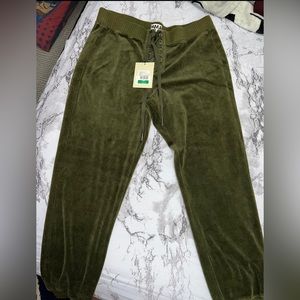 Burnt olive green velour joggers